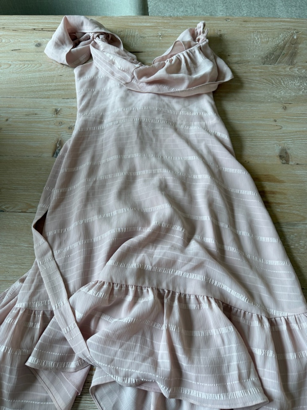 Wayf Blush Off-Shoulder Ruffle Wrap Mini Dress - Picture 4 of 6